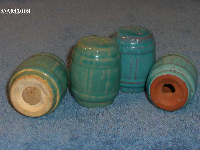 Frankoma barrel shakers glazed turquoise